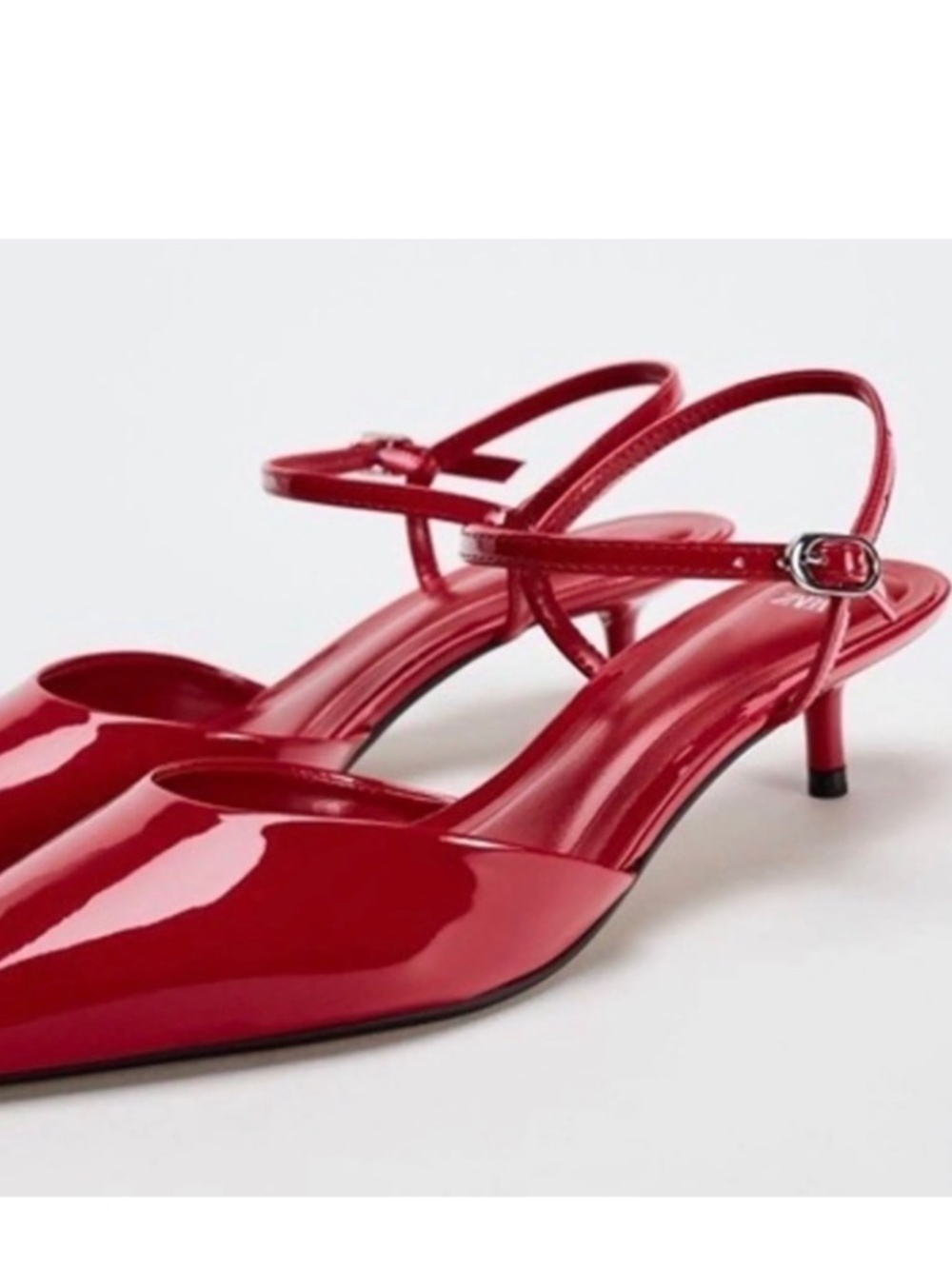 Slingback kitten heels red faux leather